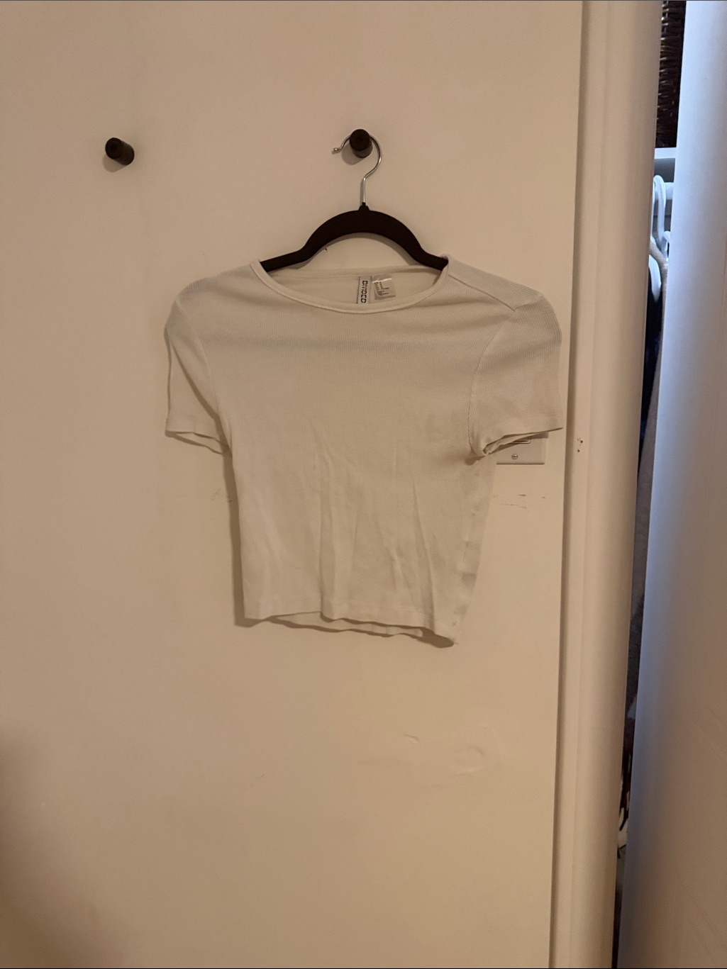 Basic White Ribbed Crop Tee